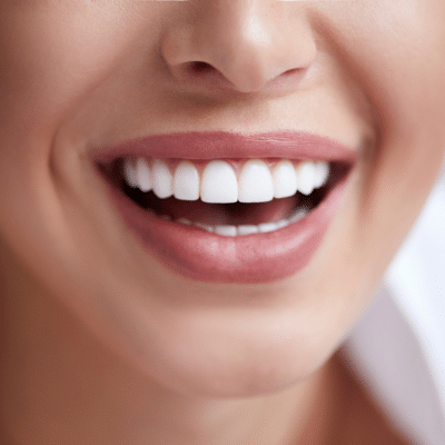 Woman smiling showing straight teeth
